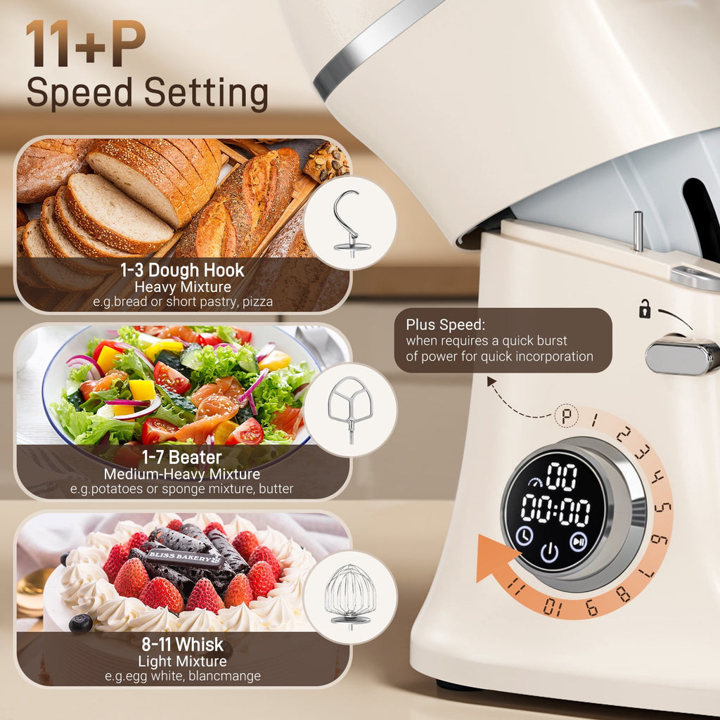7QT Stand Mixer Aluminum Die Casting,650W 11 Speed Tilt-Head Kitchen Electric Stand Mixer, Household Food Mixer with Stainless Steel Bowl, Dough Hook, Whisk and Beater,Food Mixer for Baking, Cake