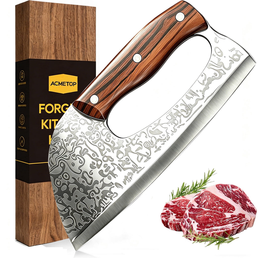 ACMETOP Kitchen Knife Meat Cleaver Knife Unique Ergonomic Handle Professional Stainless Steel Butcher Knife for Meat Vegetable