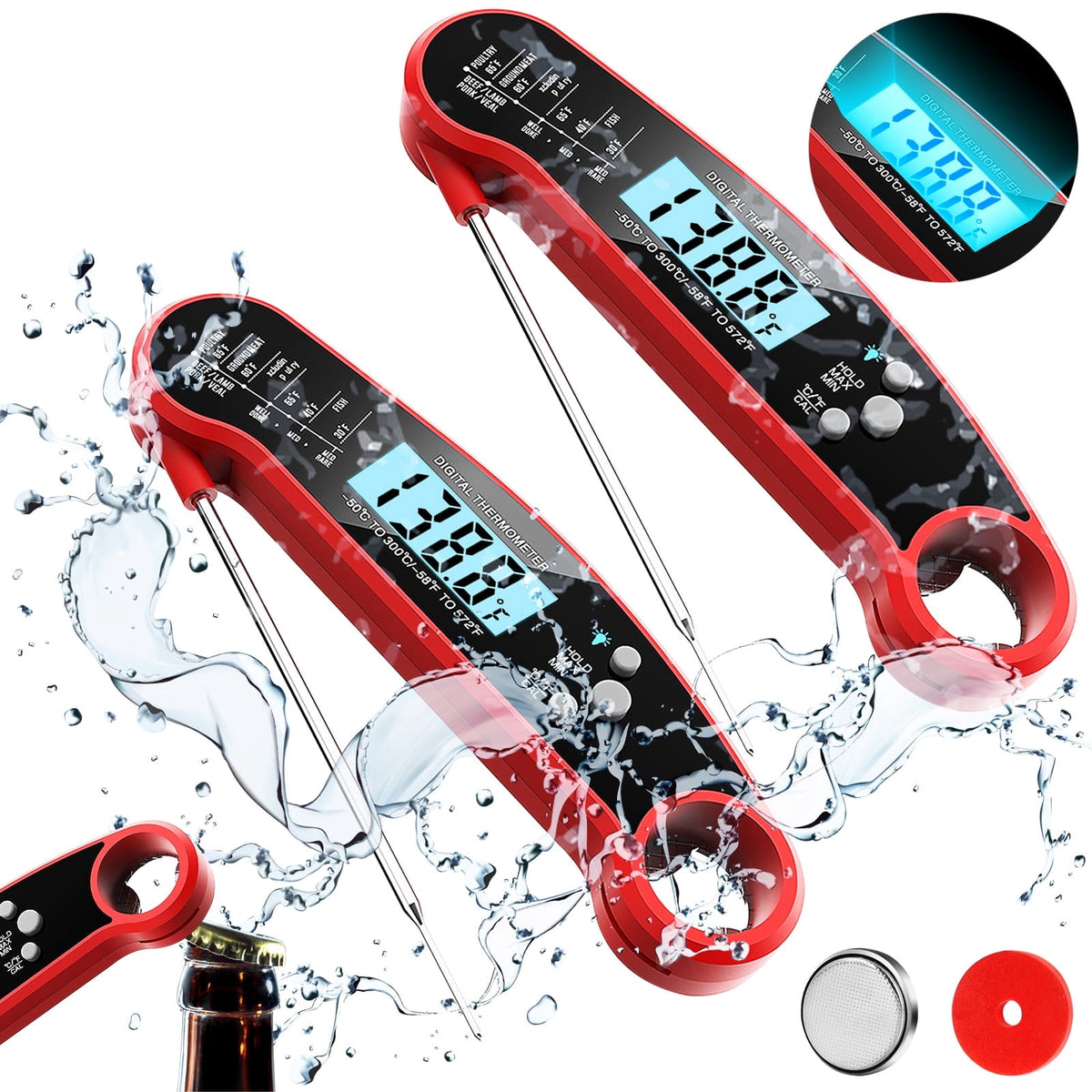 AGCAN Digital Meat Thermometer Instant Read Food Thermometers for BBQ Grilling Cooking