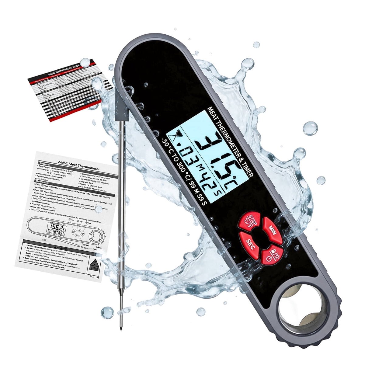 AGCAN Digital Meat Thermometer Instant Read Food Thermometers for BBQ Grilling Cooking