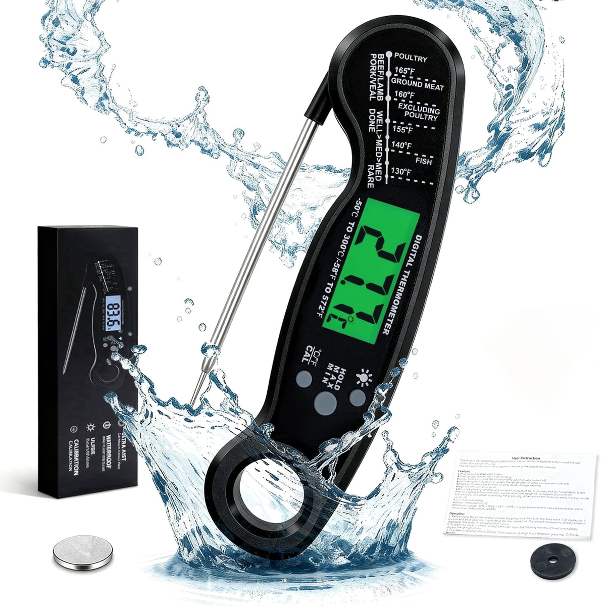 AGCAN Digital Meat Thermometer Instant Read Food Thermometers for BBQ Grilling Cooking