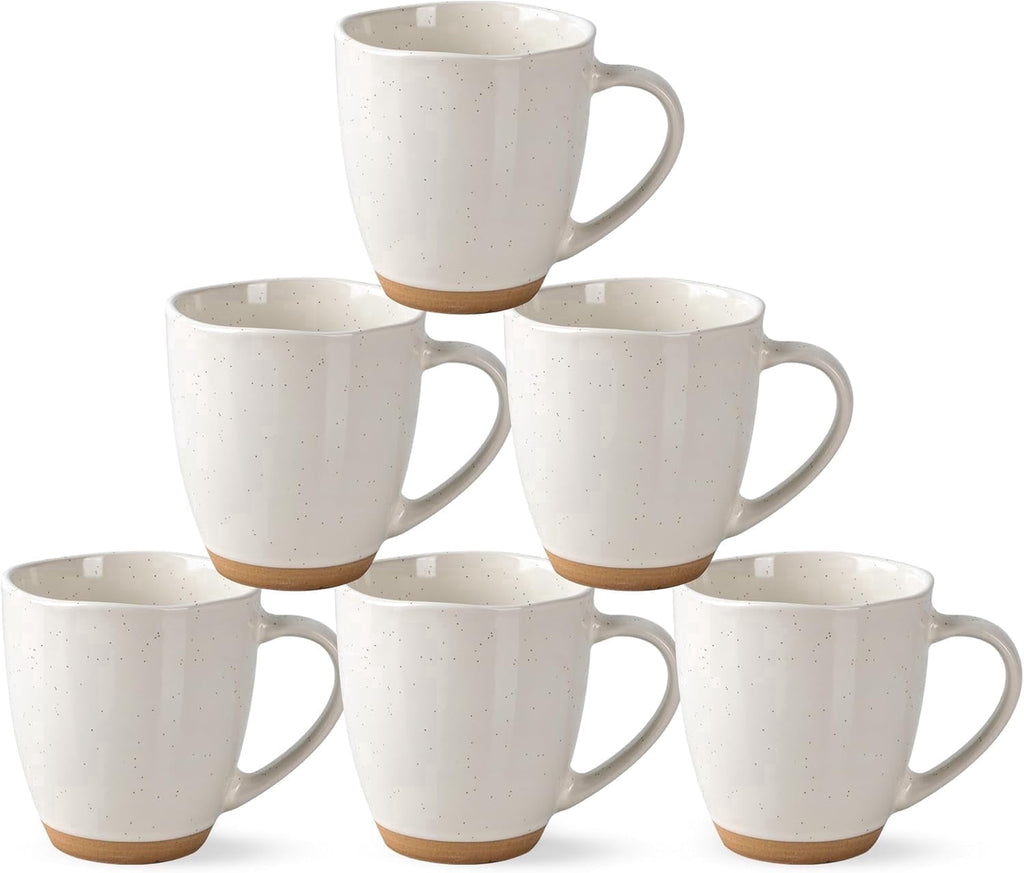 AmorArc 12oz Coffee Mugs, Ceramic Coffee Mugs set of 6 for Man, Woman, Dad, Mom, Modern Coffee Cups with handle for Latte/Cappuccino/Milk/Cocoa. Dishwasher&Microwave Safe, Light Beige
