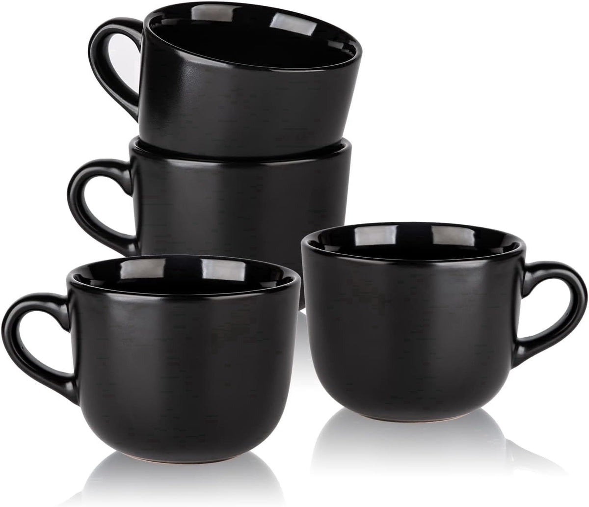 AmorArc 24 oz Soup Mugs with Handles, Jumbo Ceramic Bowls Mugs Set with handles for Coffee Cereal Cappuccino Snacks, Microwave&Dishwasher safe Soup Cups for Meal-Multicolor
