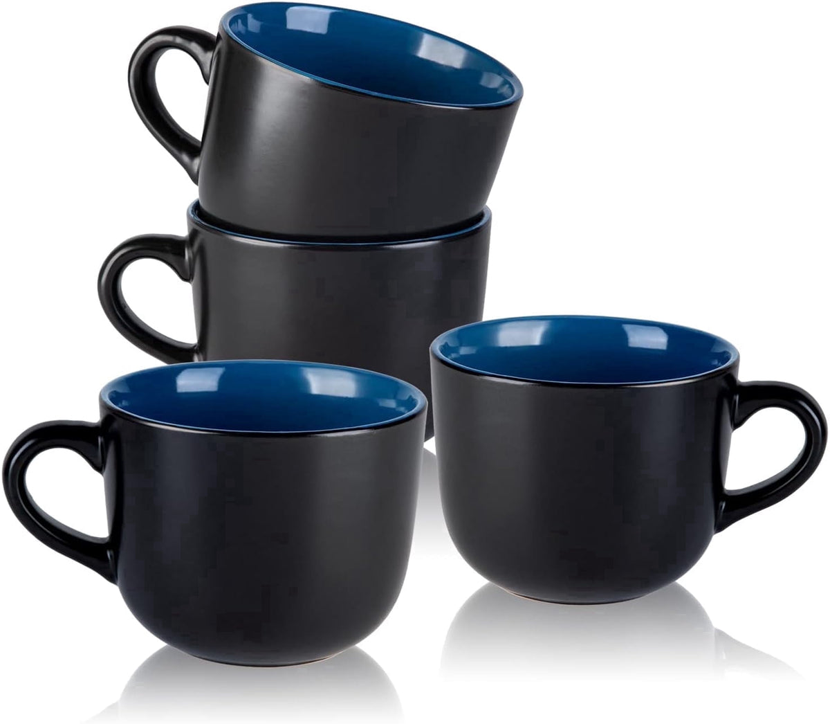AmorArc 24 oz Soup Mugs with Handles, Jumbo Ceramic Bowls Mugs Set with handles for Coffee Cereal Cappuccino Snacks, Microwave&Dishwasher safe Soup Cups for Meal-Multicolor