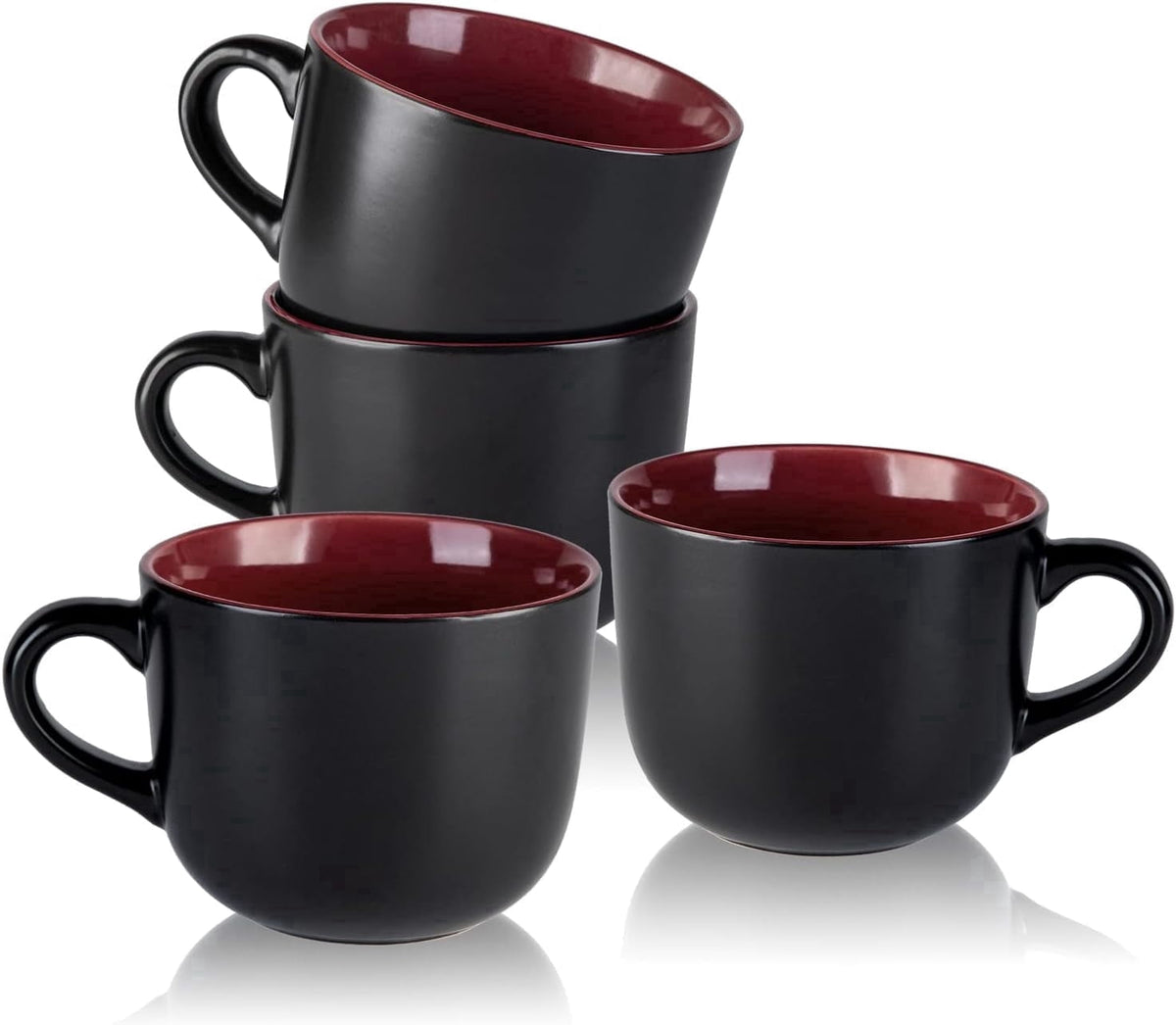 AmorArc 24 oz Soup Mugs with Handles, Jumbo Ceramic Bowls Mugs Set with handles for Coffee Cereal Cappuccino Snacks, Microwave&Dishwasher safe Soup Cups for Meal-Multicolor