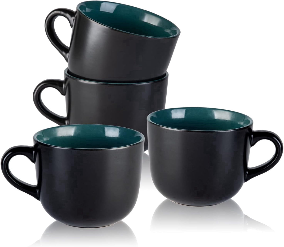 AmorArc 24 oz Soup Mugs with Handles, Jumbo Ceramic Bowls Mugs Set with handles for Coffee Cereal Cappuccino Snacks, Microwave&Dishwasher safe Soup Cups for Meal-Multicolor