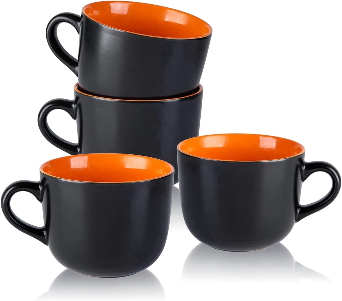 AmorArc 24 oz Soup Mugs with Handles, Jumbo Ceramic Bowls Mugs Set with handles for Coffee Cereal Cappuccino Snacks, Microwave&Dishwasher safe Soup Cups for Meal-Multicolor