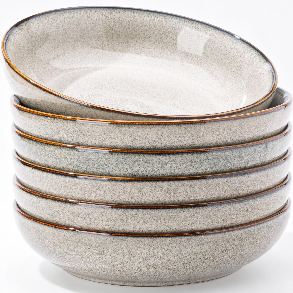 AmorArc 8.5'' Large Ceramic Pasta Bowls Set, 36oz Stoneware Bowls Set of 6 for Kitchen, Reavtive Glaze Bowls-Microwave,Dishwasher Safe for Pasta,Salad,Oatmeal-Ceylon Blue