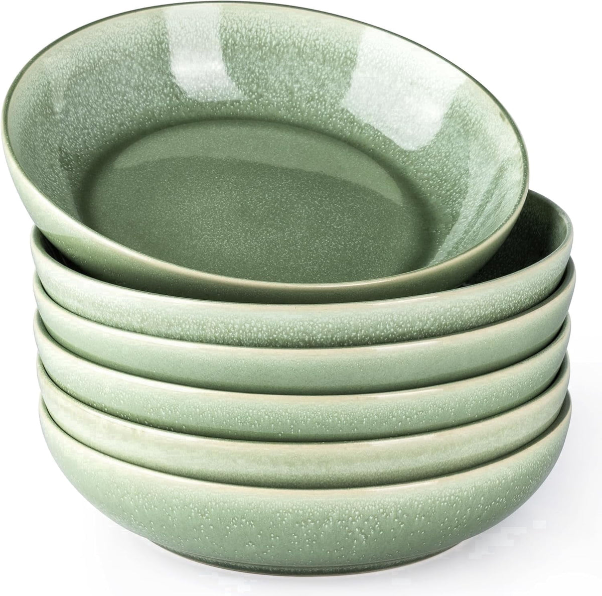 AmorArc 8.5'' Large Ceramic Pasta Bowls Set, 36oz Stoneware Bowls Set of 6 for Kitchen, Reavtive Glaze Bowls-Microwave,Dishwasher Safe for Pasta,Salad,Oatmeal-Ceylon Blue