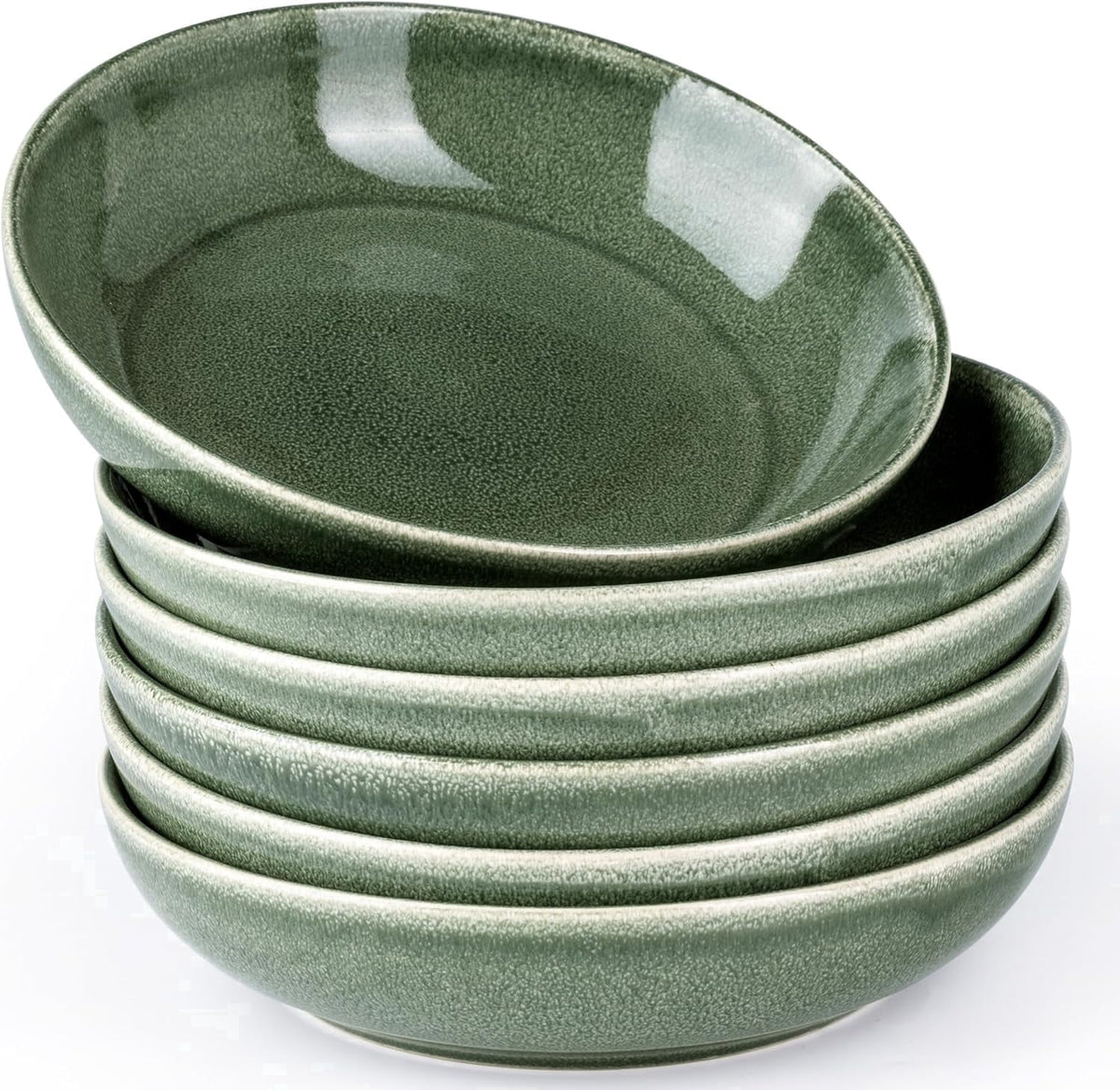 AmorArc 8.5'' Large Ceramic Pasta Bowls Set, 36oz Stoneware Bowls Set of 6 for Kitchen, Reavtive Glaze Bowls-Microwave,Dishwasher Safe for Pasta,Salad,Oatmeal-Ceylon Blue