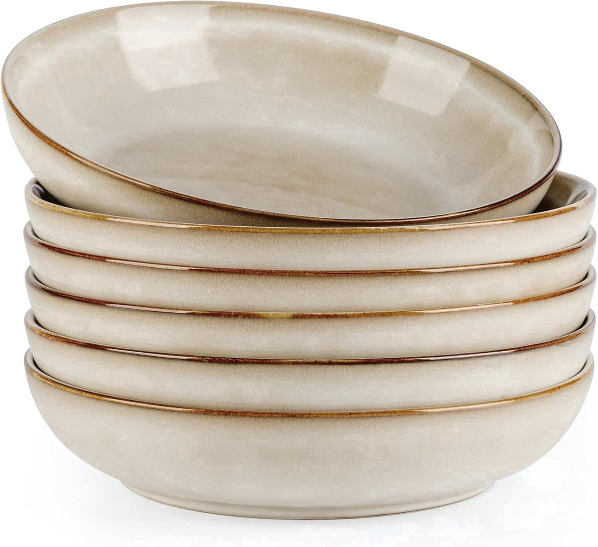 AmorArc 8.5'' Large Ceramic Pasta Bowls Set, 36oz Stoneware Bowls Set of 6 for Kitchen, Reavtive Glaze Bowls-Microwave,Dishwasher Safe for Pasta,Salad,Oatmeal-Ceylon Blue