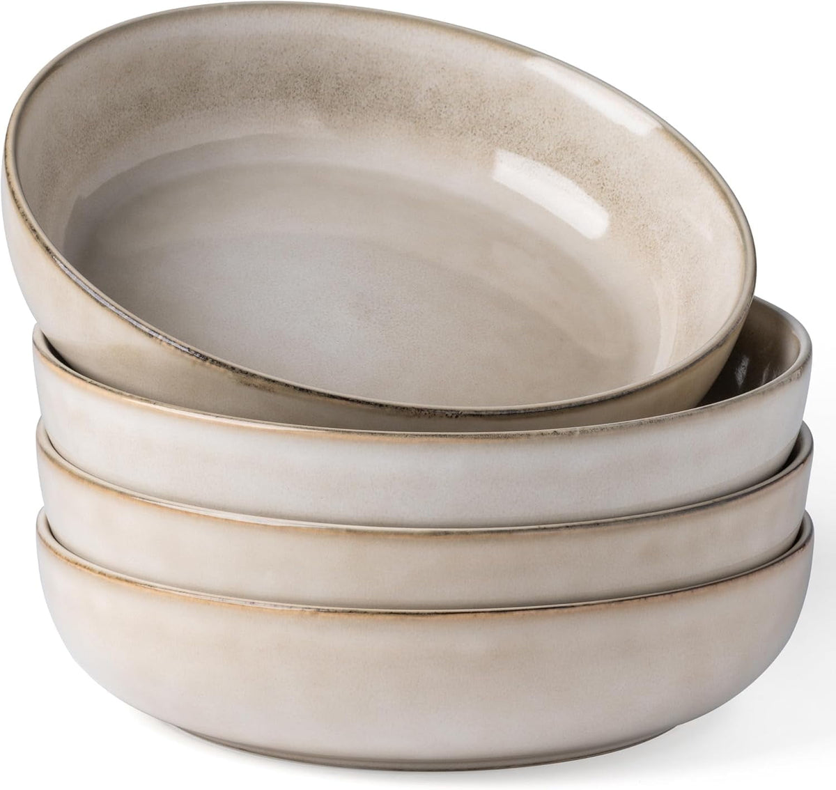 AmorArc 8.75'' Large Ceramic Pasta Bowls, 38oz Stoneware Pasta Serving Bowls Set of 4 for Kitchen, Wide Bowls for Fruit,Pasta,Salad,Oatmeal,Meal, Microwave Safe, Reactive Glaze-Space Blue