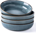 AmorArc 8.75'' Large Ceramic Pasta Bowls, 38oz Stoneware Pasta Serving Bowls Set of 4 for Kitchen, Wide Bowls for Fruit,Pasta,Salad,Oatmeal,Meal, Microwave Safe, Reactive Glaze-Space Blue