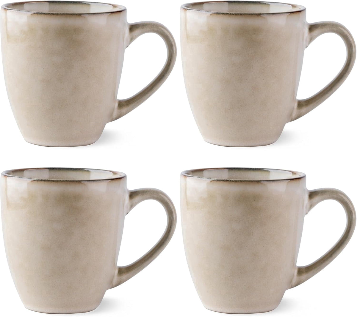 AmorArc Ceramic Coffee Mugs Set of 4, 12oz Stoneware Coffee Mugs Set For Dad Mom Women MEN, Light Weight Coffee Cups for Latte/Tea/Beer/Hot Cocoa, Dishwasher & Microwave Safe,Green Wheat
