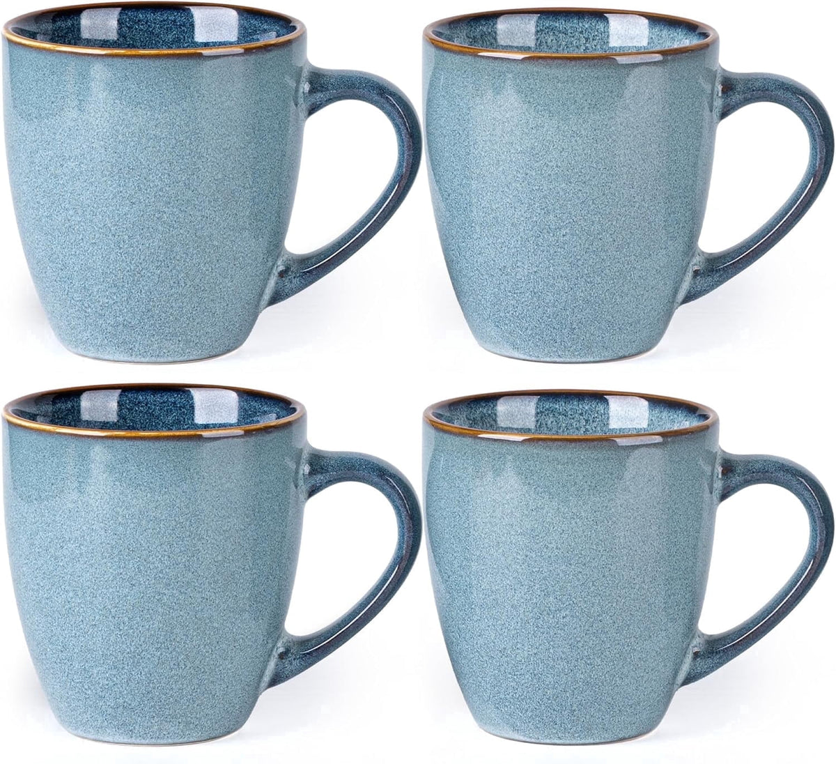 AmorArc Ceramic Coffee Mugs Set of 4, 12oz Stoneware Coffee Mugs Set For Dad Mom Women MEN, Light Weight Coffee Cups for Latte/Tea/Beer/Hot Cocoa, Dishwasher & Microwave Safe,Green Wheat
