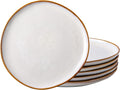 AmorArc Ceramic Plates Set of 6, 8.5 Inch Handmade Reactive Glaze Stoneware Plates set for Dessert, Salad, Appetizer, Dinner, Microwave & Dishwasher Safe, Scratch Resistant-Pearl White