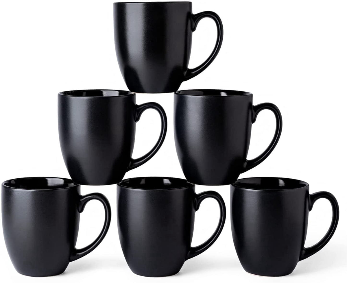AmorArc 16oz Coffee Mugs Set of 6, Large Ceramic Coffee Cups for Men, Women, Dad, Mom, Modern Coffee Mugs with Handle for Tea,Latte,Cappuccino,Cocoa. Dishwasher&Microwave Safe, Matte Blue