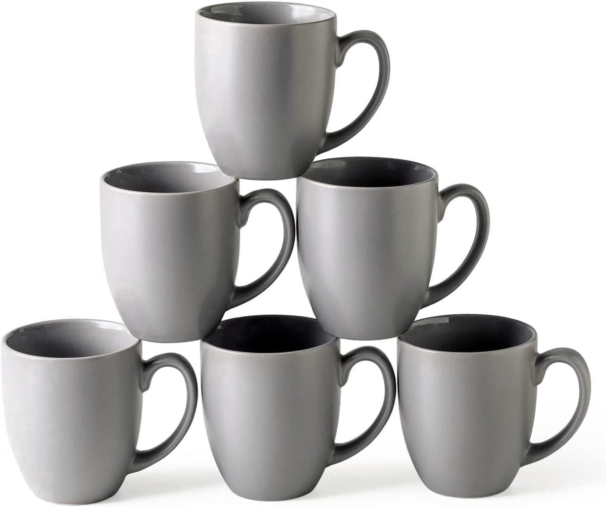 AmorArc 16oz Coffee Mugs Set of 6, Large Ceramic Coffee Cups for Men, Women, Dad, Mom, Modern Coffee Mugs with Handle for Tea,Latte,Cappuccino,Cocoa. Dishwasher&Microwave Safe, Matte Blue