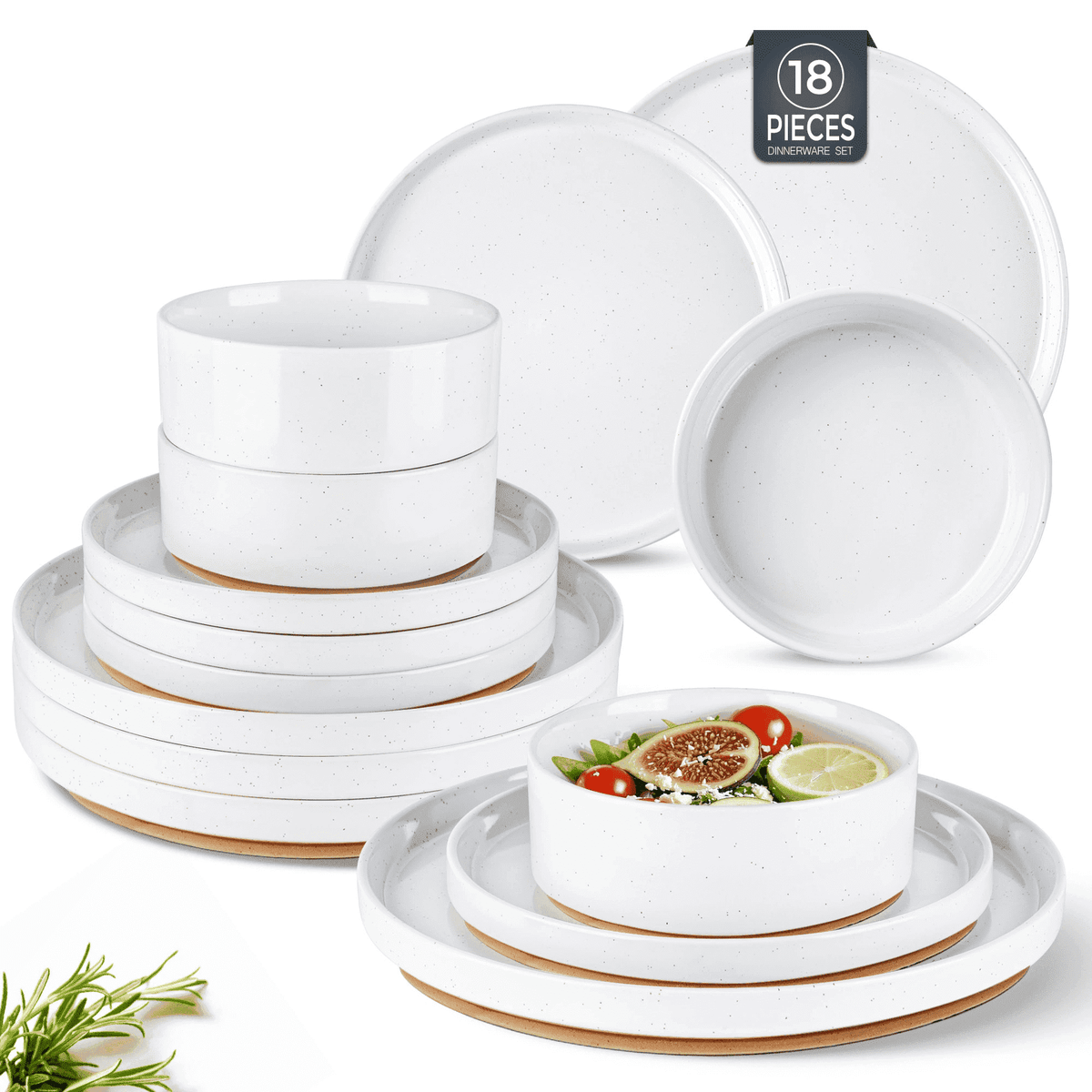 AmorArc Ceramic Dinnerware Set for 4 | Speckled Stoneware Plates and Bowls with unglazed terracotta | Scratch Resistant, Dishwasher & Microwave Safe Dishes Sets- 12-Pcs Pink