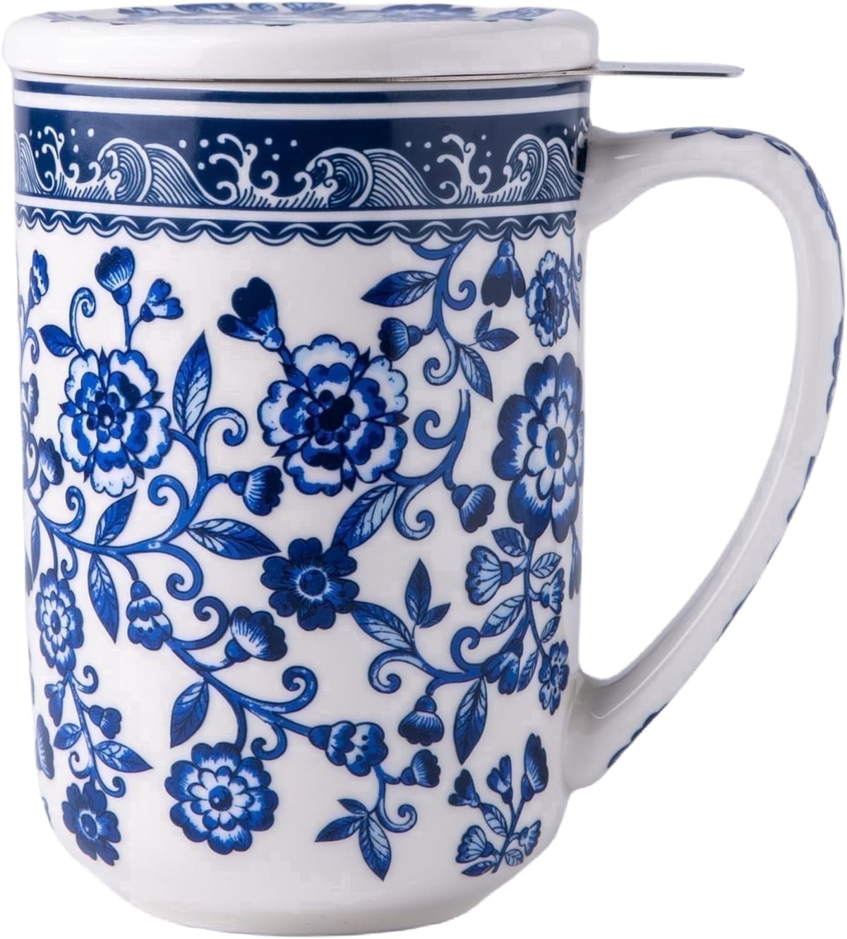 AmorArc Porcelain Tea Mug with Infuser and Lids, 18 Oz Cup Strainer Bag Holder for Loose Leaf Tea, Steeping Coffee Well-wrapped Box House-warming Wedding Birthday Gift, YelloRed