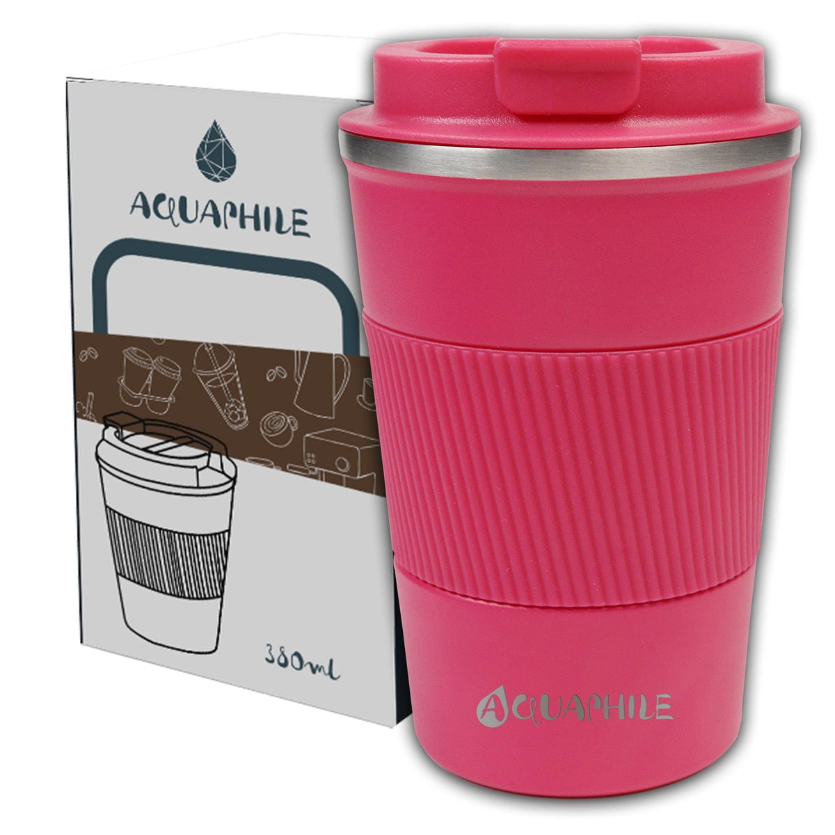 Aquaphile Vacuum Insulated Coffee Travel Mug - Double Walled Reusable Tumbler Cups Light Blue 17 Fluid Ounces