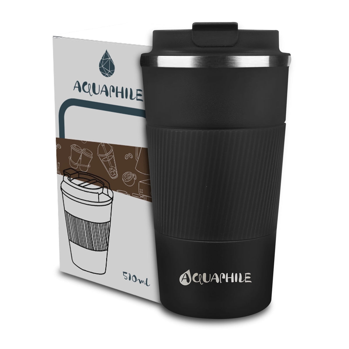 Aquaphile Vacuum Insulated Coffee Travel Mug - Double Walled Reusable Tumbler Cups Light Blue 17 Fluid Ounces