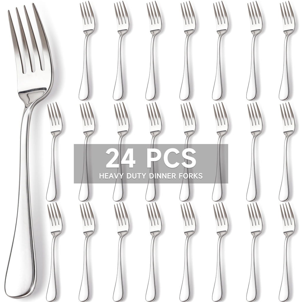 Astercook Dinner Fork Set, 24-Piece Premium Food-Grade Stainless Steel Forks Silverware, Mirror Polished & Dishwasher Safe, Heavy Duty Flatware Ideal for Kitchen, Restaurant & Party Use