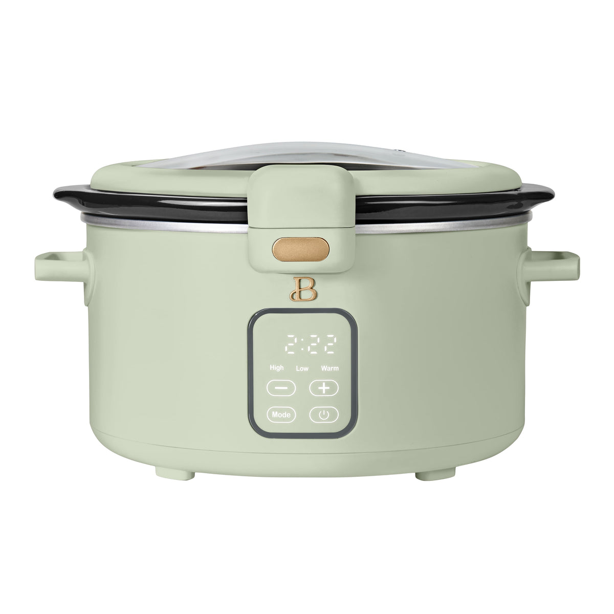 Beautiful 4 Qt Digital Slow Cooker with Hinged Locking Lid, Thyme Green by Drew Barrymore