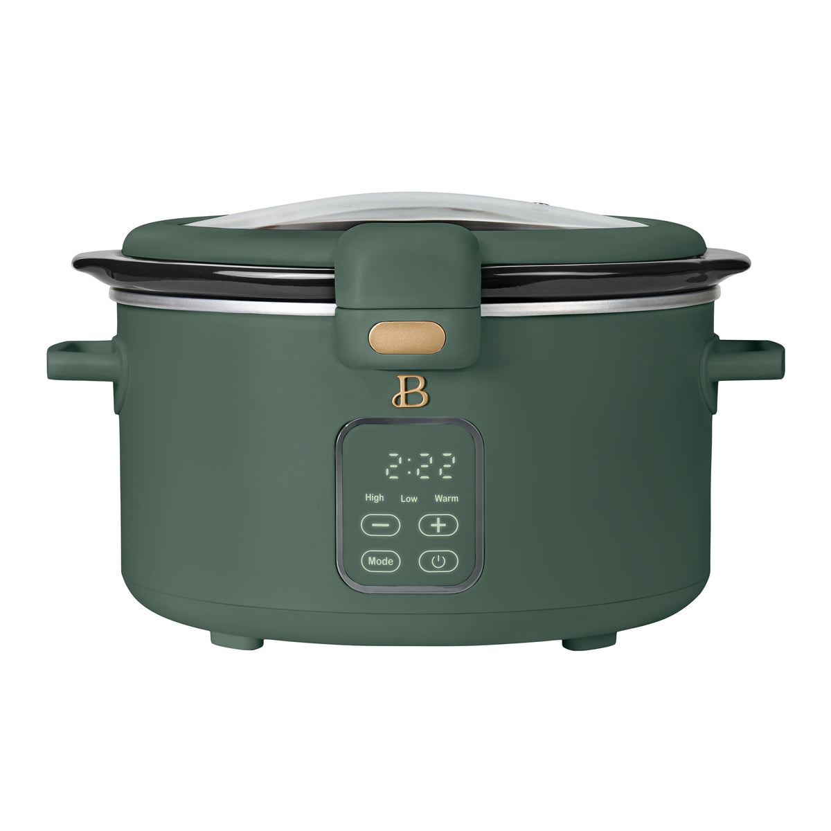 Beautiful 4 Qt Digital Slow Cooker with Hinged Locking Lid, Thyme Green by Drew Barrymore