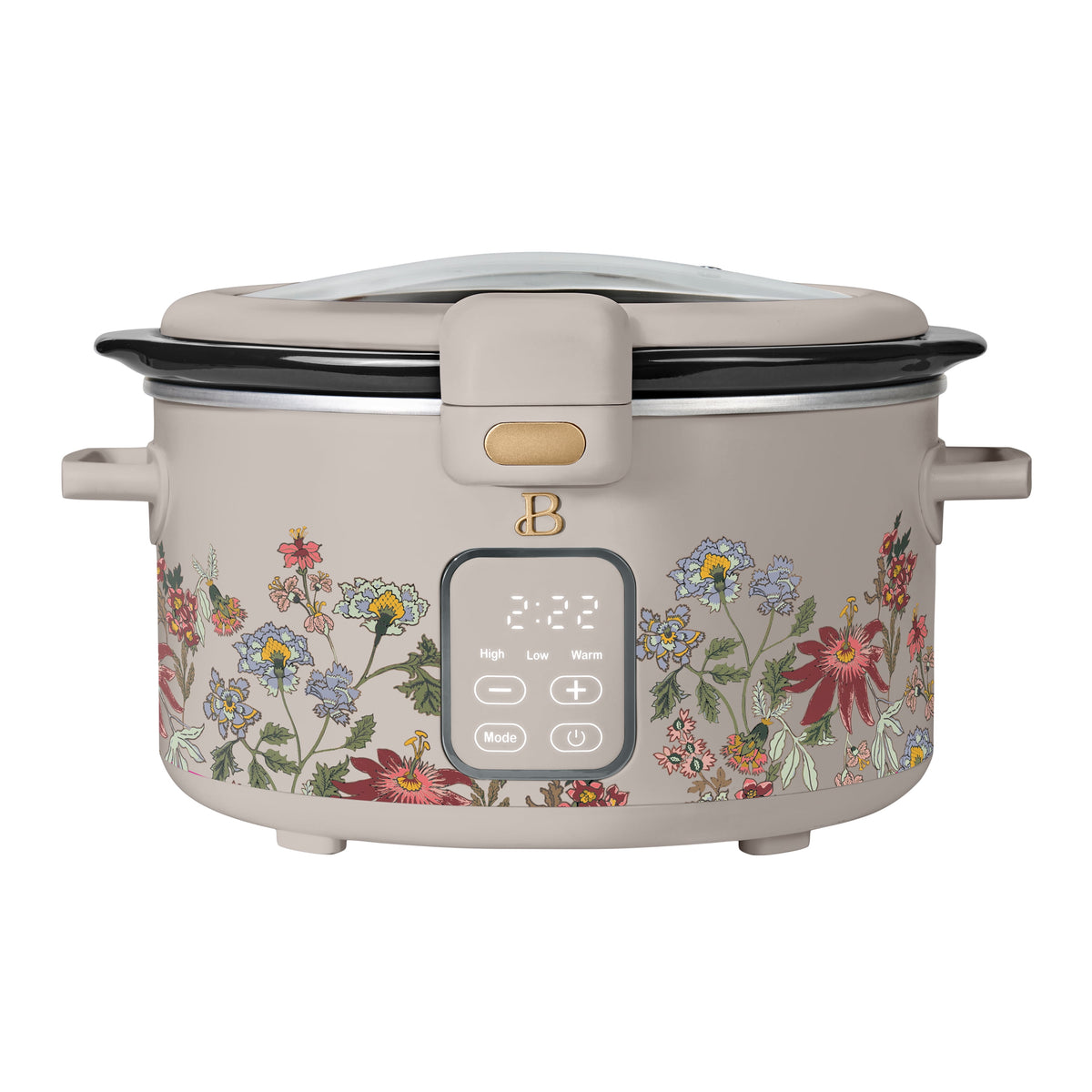 Beautiful 4 Qt Digital Slow Cooker with Hinged Locking Lid, Thyme Green by Drew Barrymore