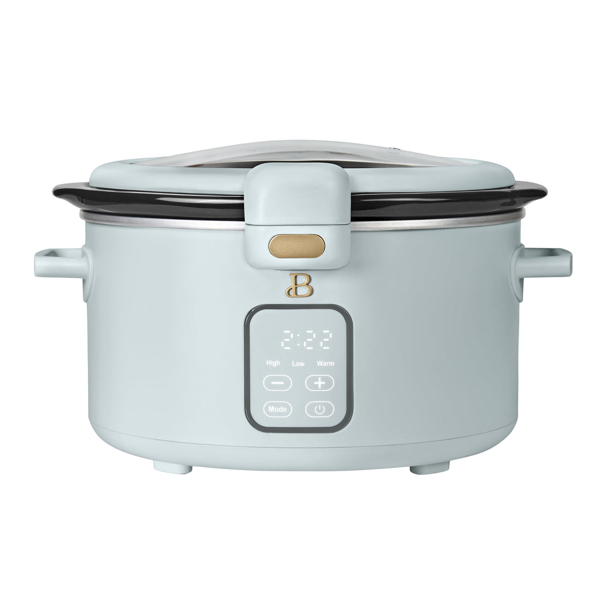 Beautiful 4 Qt Digital Slow Cooker with Hinged Locking Lid, Thyme Green by Drew Barrymore