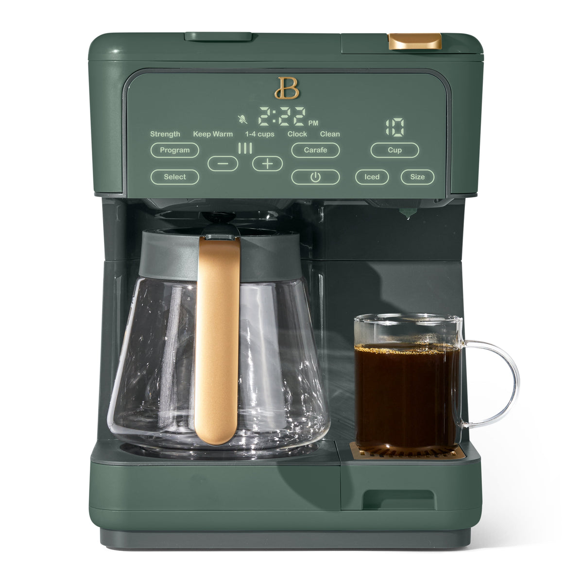 Beautiful by Drew Barrymore Multi-Brew 12-Cup Programmable Drip & Single-Serve Coffee Maker, White Icing