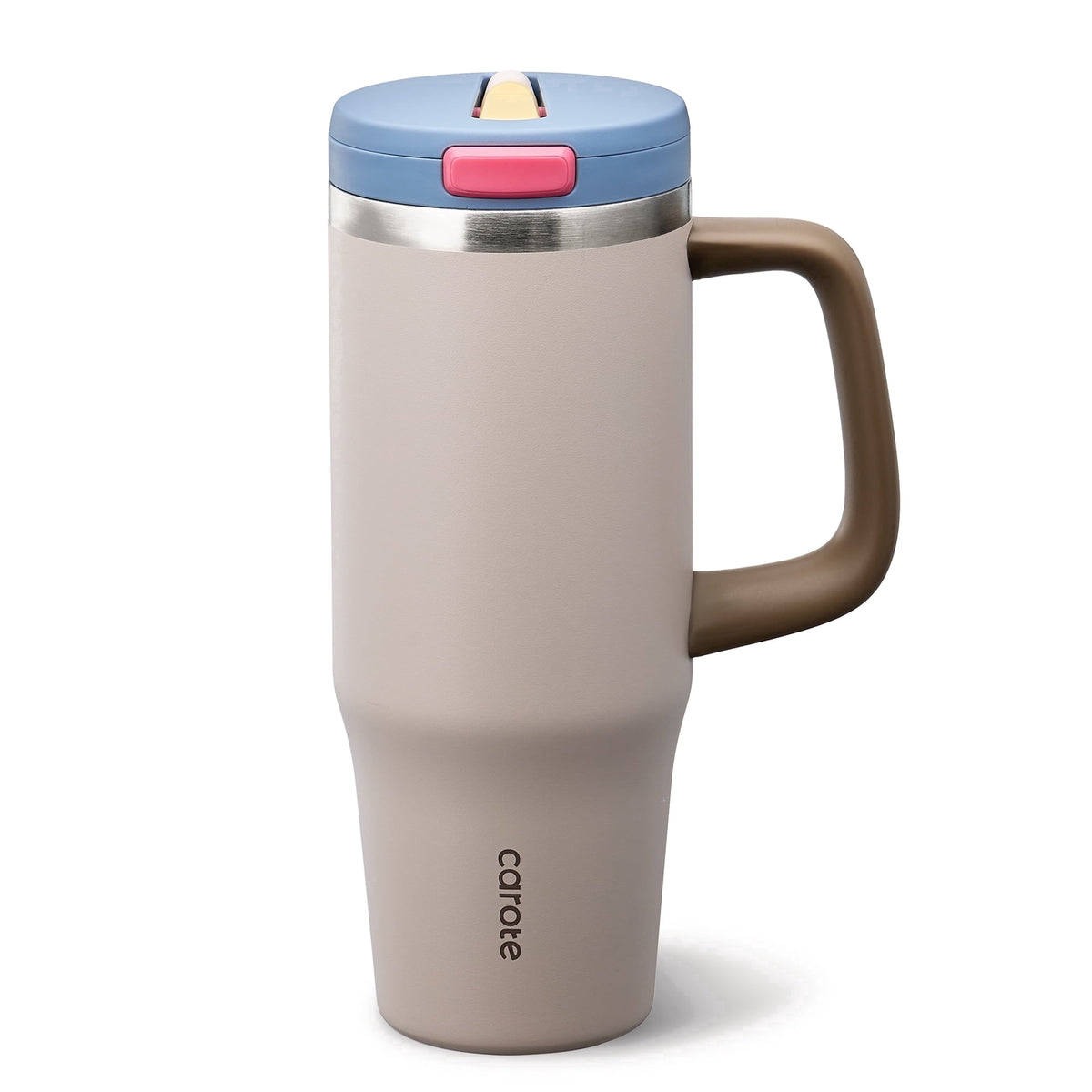 Carote Insulated Stainless Steel Tumbler with Handle and Lid, Leakproof Double Wall Vacuum Travel Mug, Reusable Cup for Hot & Cold Drinks, Pink, 32oz