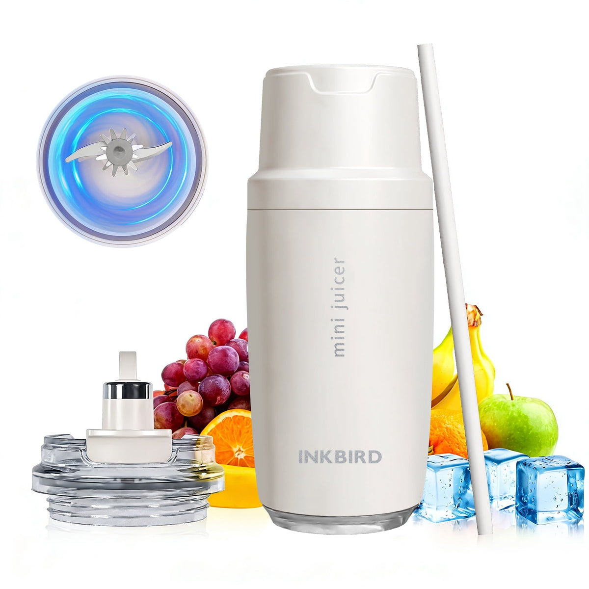 Inkbird Portable Blender with Insulated Cup, Cordless Electric Protein Shaker Bottle - USB Rechargeable Mixer Cup for Shakes and Meal Replacements, BPA-Free Tritan,320ml