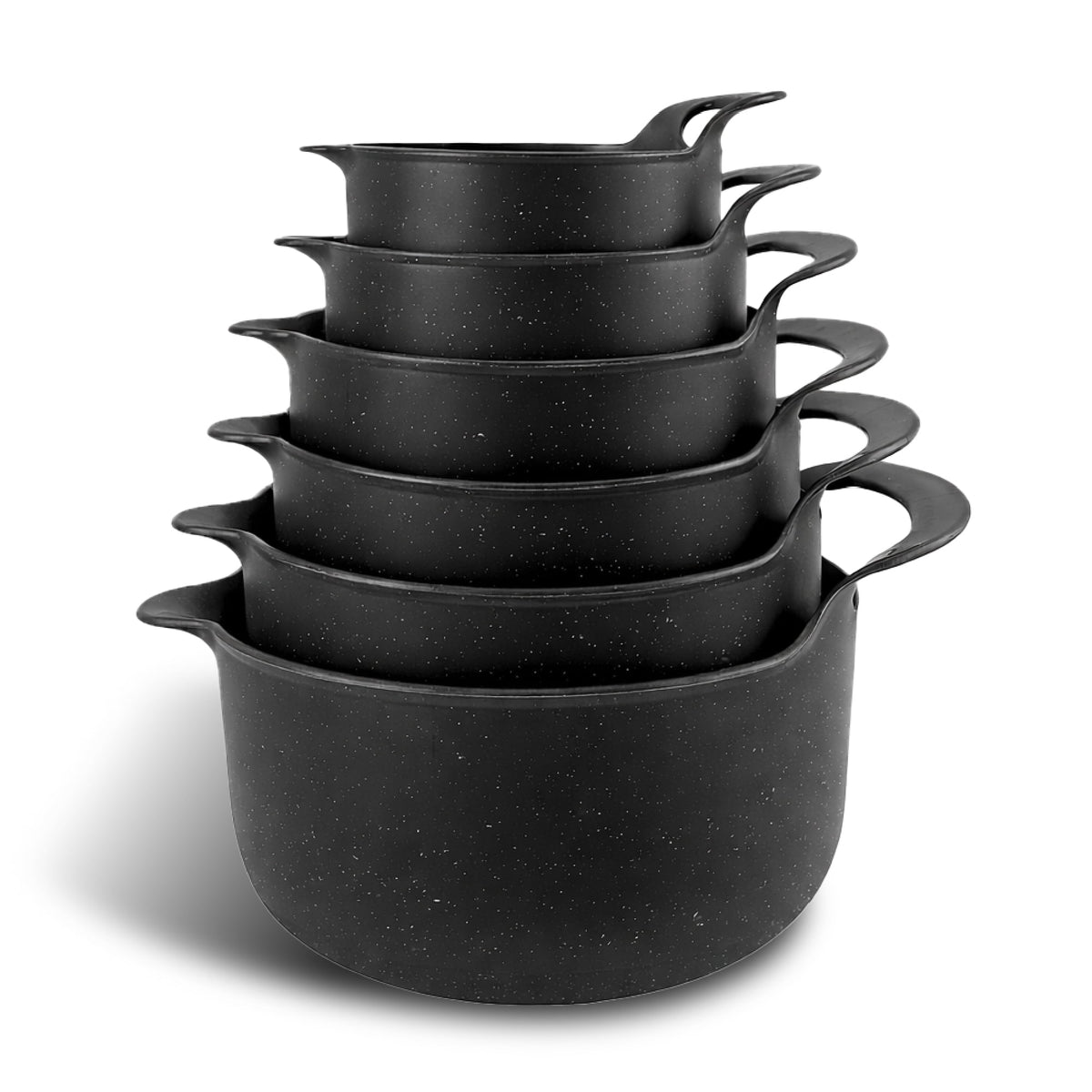 COOK WITH COLOR Mixing Bowls Set, 4-Piece Non-Slip Mixing Bowls with Pour Spouts & Handles, Black Speckled
