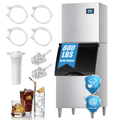 OUTBID Split Commercial Ice Maker Machine 600LBS/24H with 350lbs Ice Bin, Nugget Ice Makers Commercial, Clear Cube Pellet Ice Maker, Fast Ice Maker Ice-Ready in 8-15mins