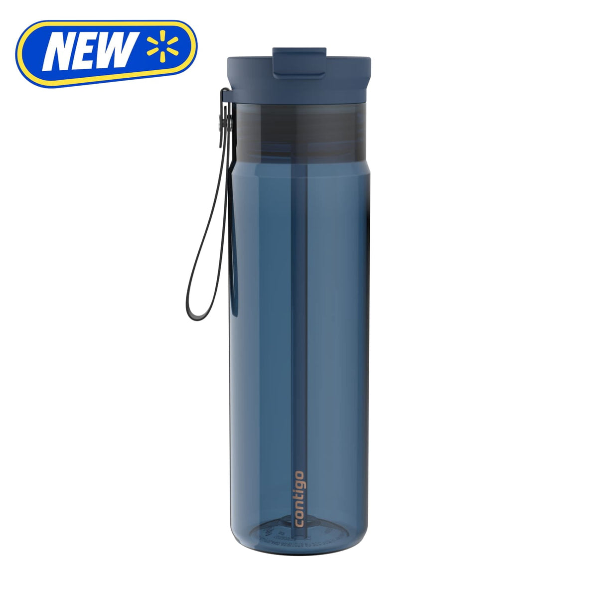 Contigo 28oz DualSip Plastic Water Bottle with Built-In Straw and Drink Opening, Licorice Black/Clear