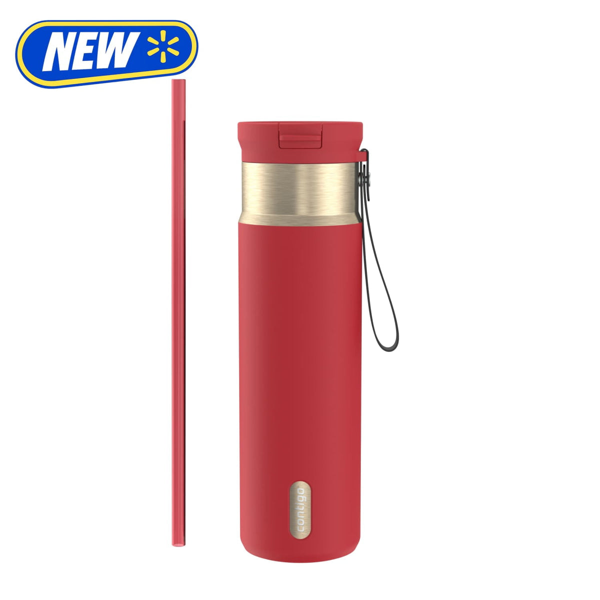 Contigo 24oz SnapSeal Insulated Stainless Steel Water Bottle with Straw, Licorice Black/Bronze