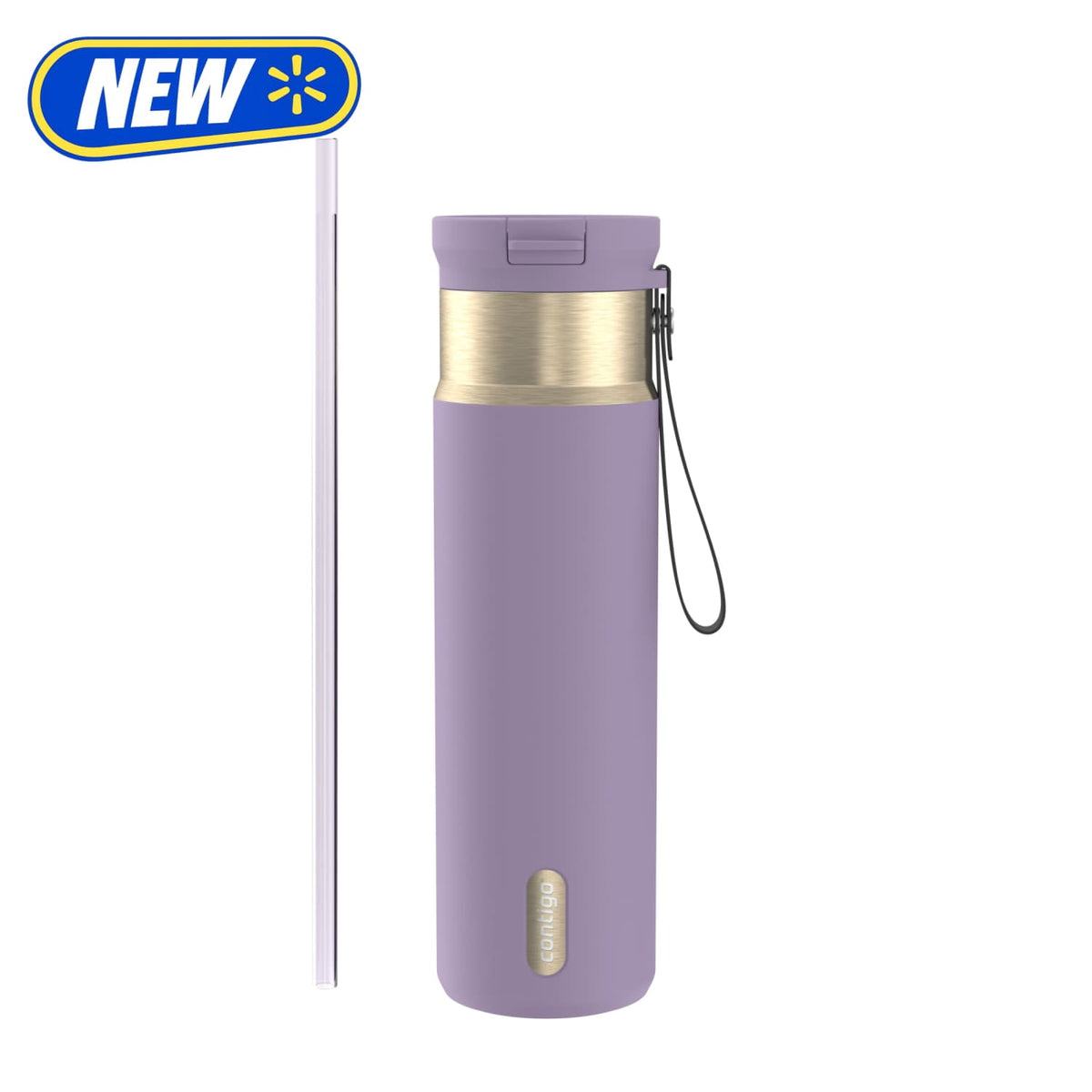 Contigo 24oz SnapSeal Insulated Stainless Steel Water Bottle with Straw, Licorice Black/Bronze