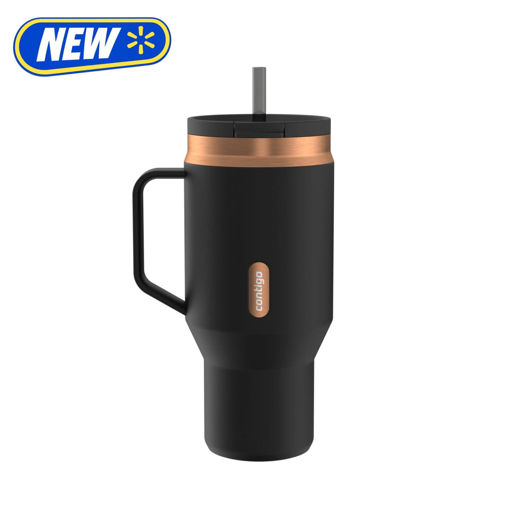 Contigo 30oz SnapSeal Insulated Stainless Steel Tumbler with Straw, Licorice Black/Bronze