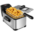 Costway Electric Deep Fryer 3.2 QT/12-Cup Stainless Steel 1700W with Frying Basket Silver