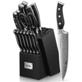 D.Perlla Knife Set, 14 Pcs Kitchen Knives Set with Built-in Sharpener, German Stainless Steel Knife Sets with Block