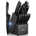 D.Perlla Kitchen Knife Set, 15 Pieces High Carbon Stainless Steel Knife Block Set with Anti-Rust & Non-stick Coating, Dishwasher Safe