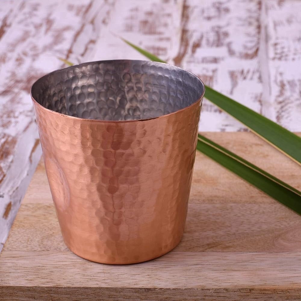 De Kulture Works Pure Copper Dimple Glasses Cup Tumbler With Tin Plating, 3.5x 4 (DH) inches