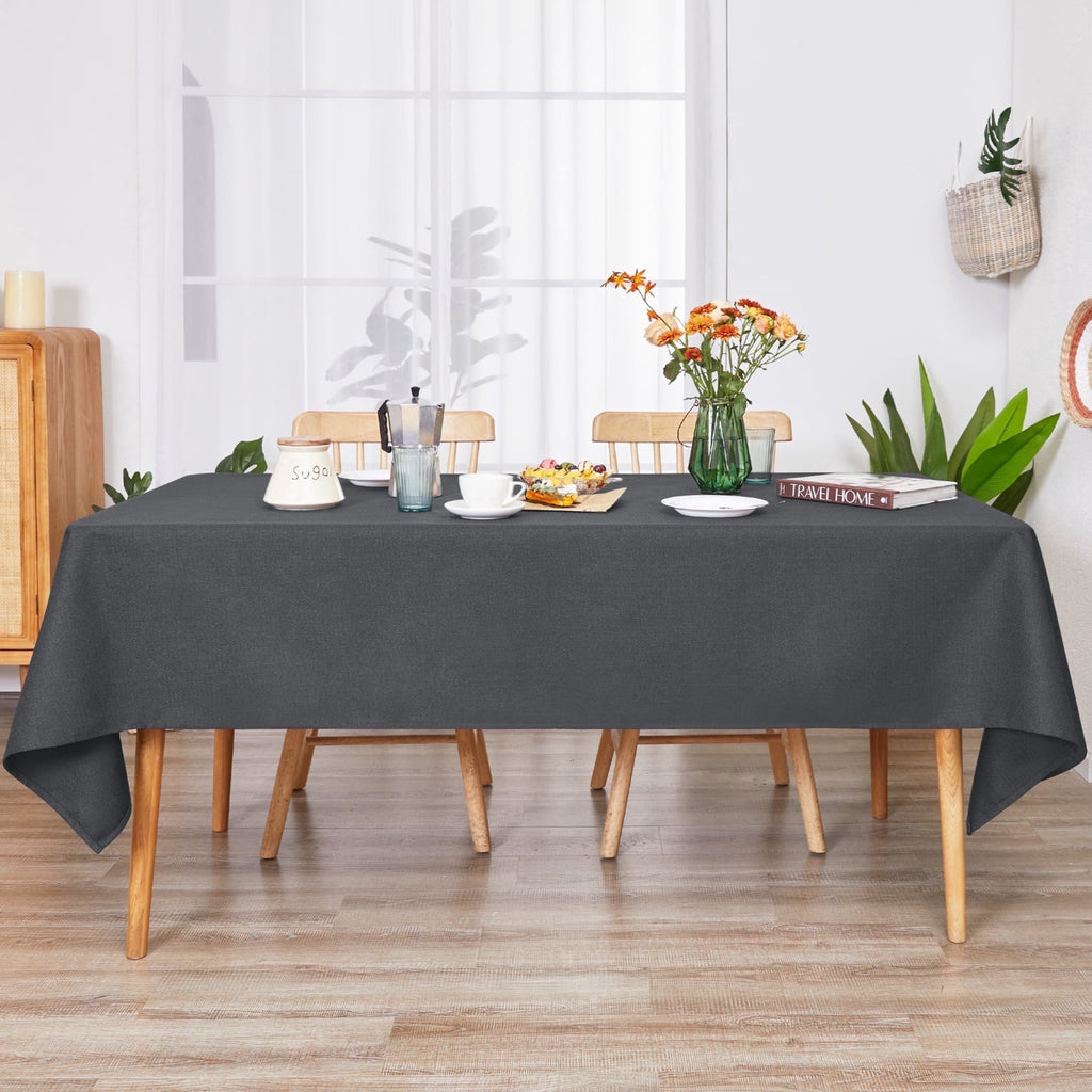 Deconovo Square Tablecloth with Waterproof Finish, Easy-Clean Polyester Table Cover, 54 x 54 Inch, Dark Gray