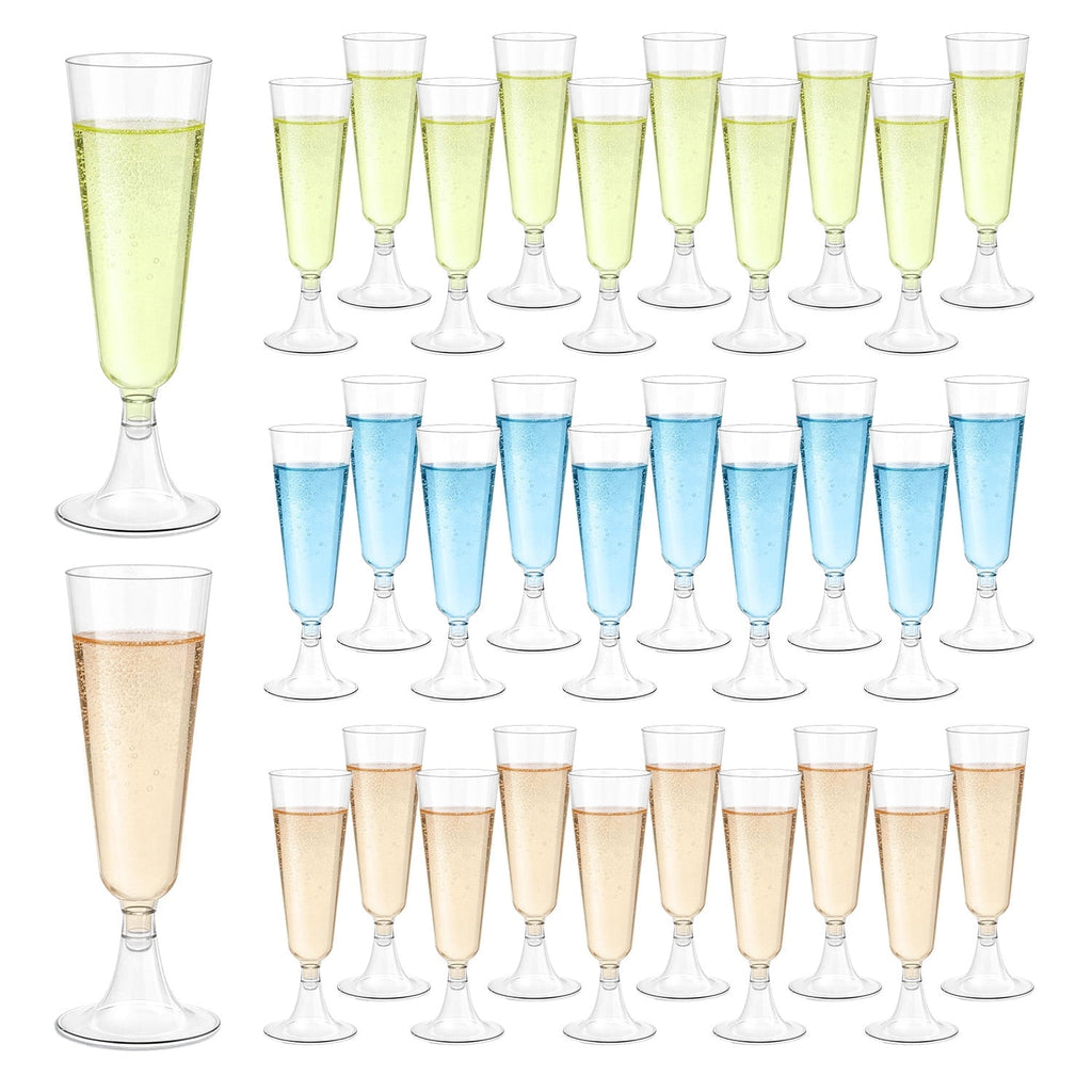 TINANA Plastic Champagne Flutes 40 Pack, 5 Oz Clear Disposable Champagne Glasses with Stem, Shatterproof BPA-Free Wine Glass Cups for Wedding, Party & New Year’s Eve