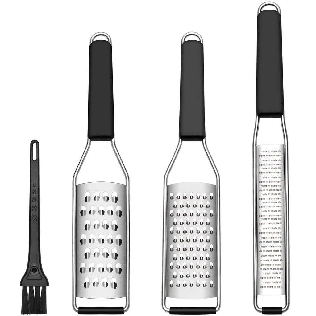 Dream Snail Lemon Zester Cheese Grater 3-Pcs Set Stainless Steel Kitchen Graters for Cheese, Vegetable, Dishwasher Safe, 11.4 inches &11.8 inches