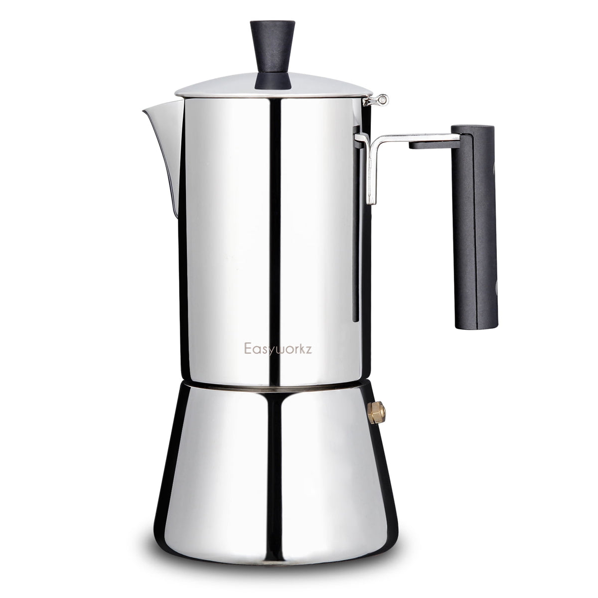 Easyworkz Pedro 6 Cup Stovetop Espresso Maker Stainless Steel Italian Coffee Maker Greca Moka Pot, 10 oz