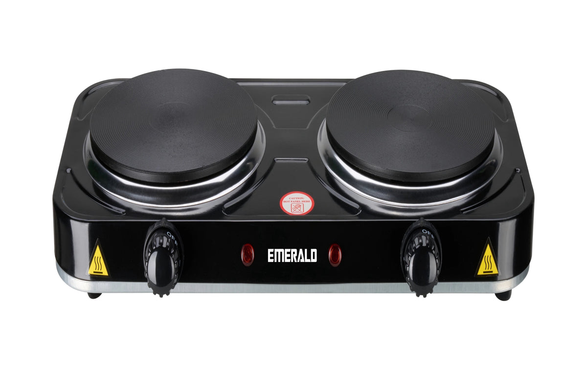 Emerald 20” 2-Coil Black Countertop Burner