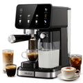 Espresso Machine with Built-In Milk Frother, 20-Bar Color Touchscreen Automatic Coffee Maker for Cold Brew Americano Cappuccino Latte, Perfect for Home Office Use, Black